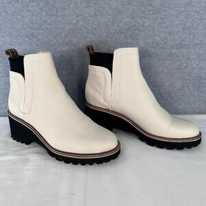 Dolce Vita Woman’s sz 10 White Leather Block Heel Chelsea Boot Huey H2O Bootie